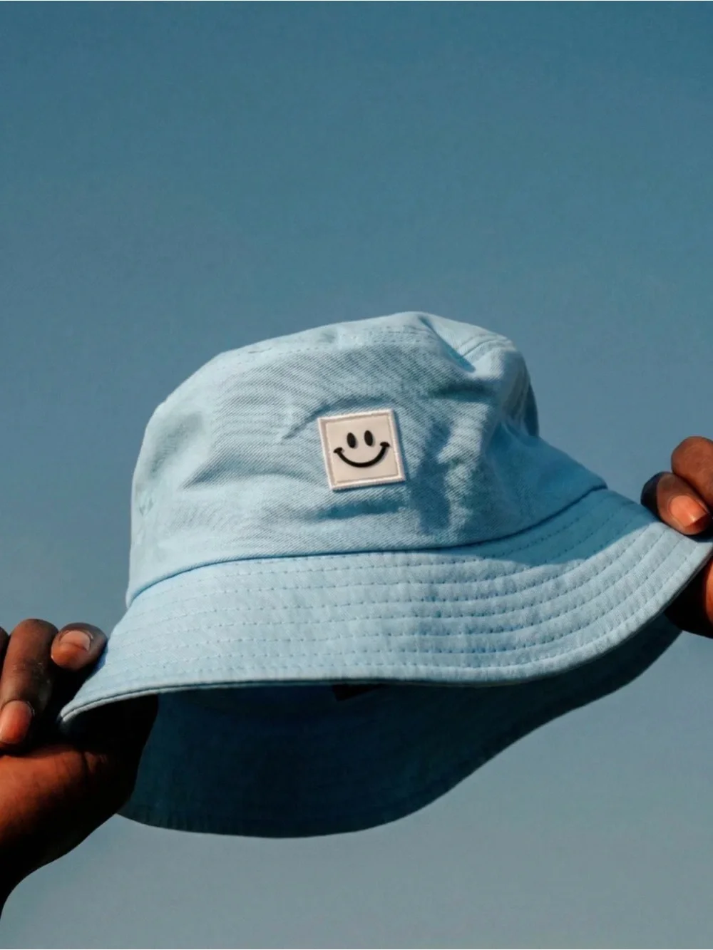 Light Blue Smiley Bucket Hat - Unbranded